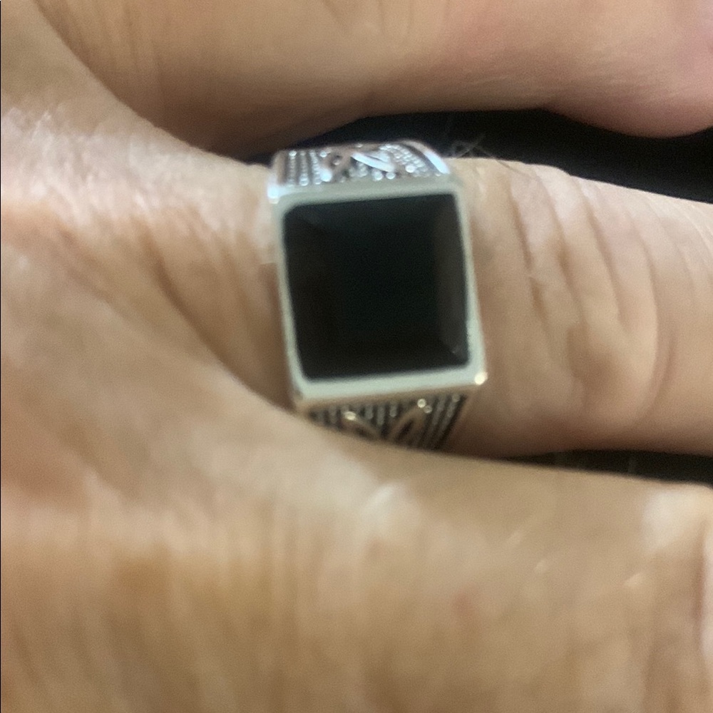 Men's Silver and Black Ring with rabbit head design Bogo